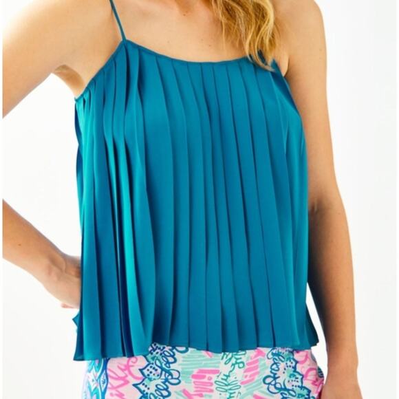 Lilly Pulitzer Tops - Lilly Pulitzer Blue Pleated Tank Top